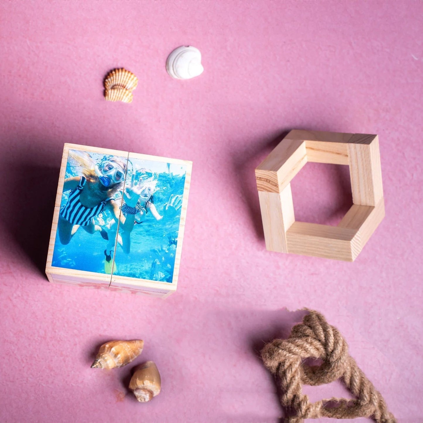 Personalized Wooden Photo Cube – Custom Memory Keepsake