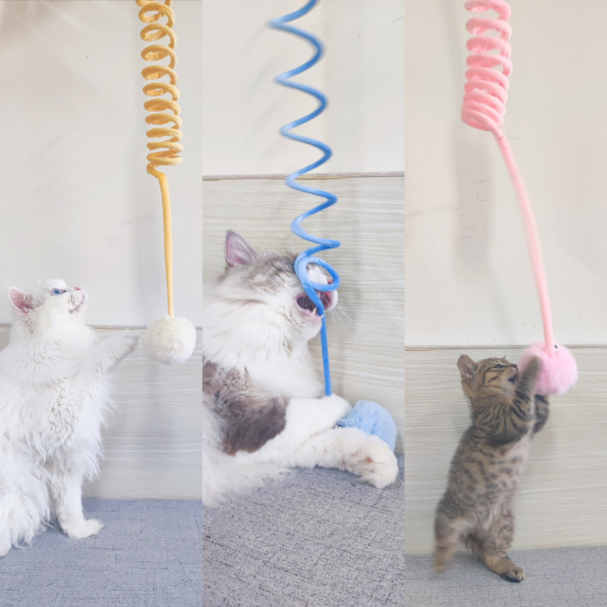 Interactive Cat Toy with Suction Cup & Spring Rabbit Hair Ball