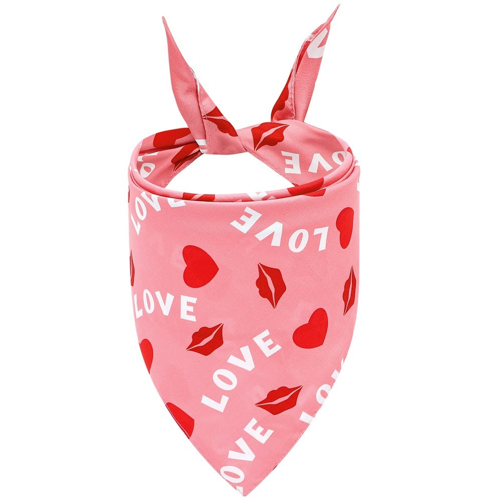 Valentine's Day Pet Scarf Dog Saliva Towel