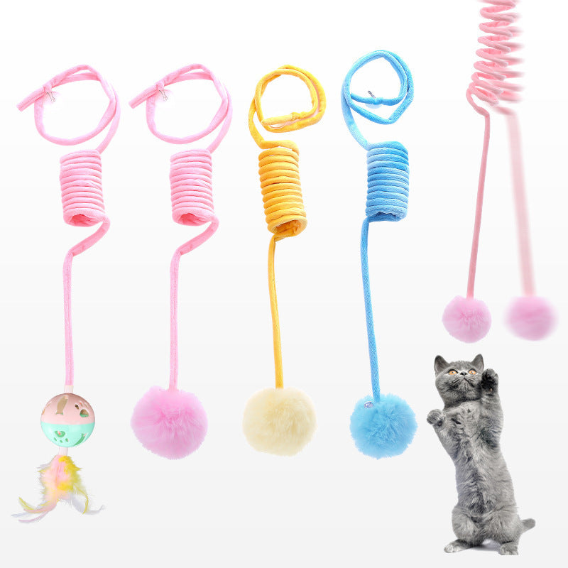 Interactive Cat Toy with Suction Cup & Spring Rabbit Hair Ball