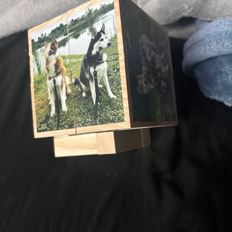 Personalized Wooden Photo Cube – Custom Memory Keepsake