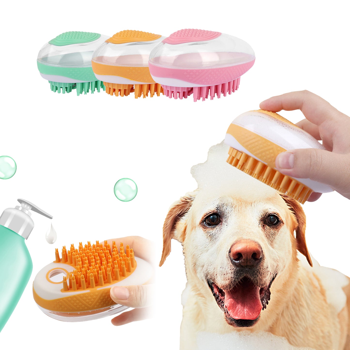 2-in-1 Pet Bath Brush & Massage Comb for Dogs & Cats